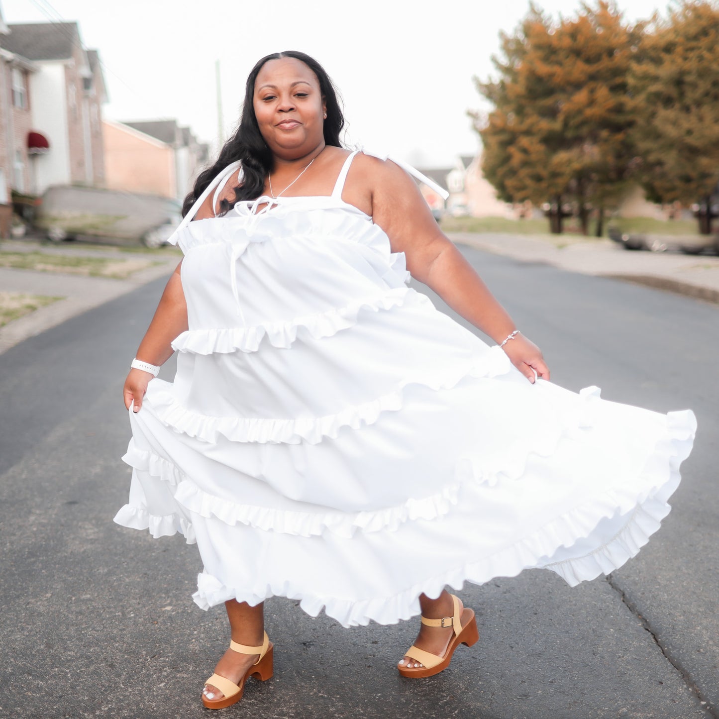 White Ruffle Dress